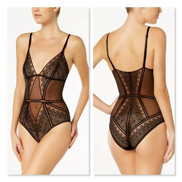Calvin Klein CK Black Excite Mesh Teddy Bodysuit - size Medium